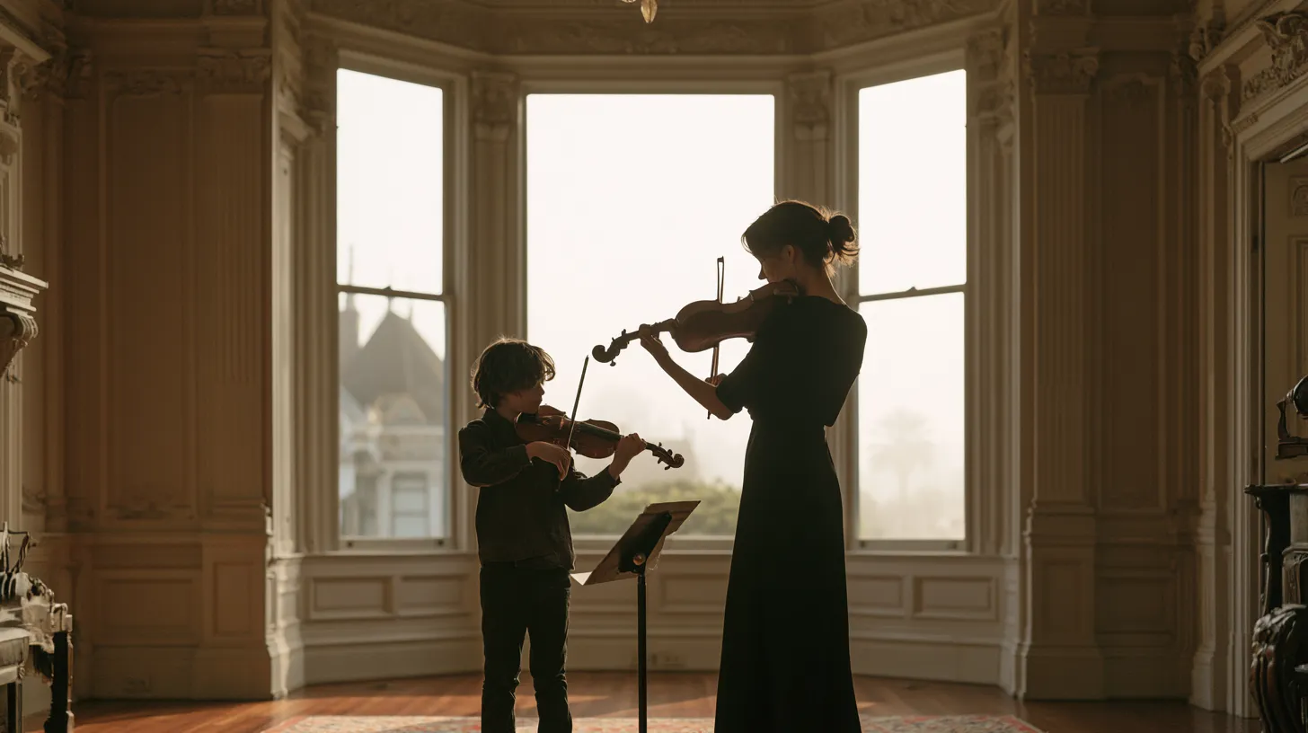 A violin lesson in a San Francisco home